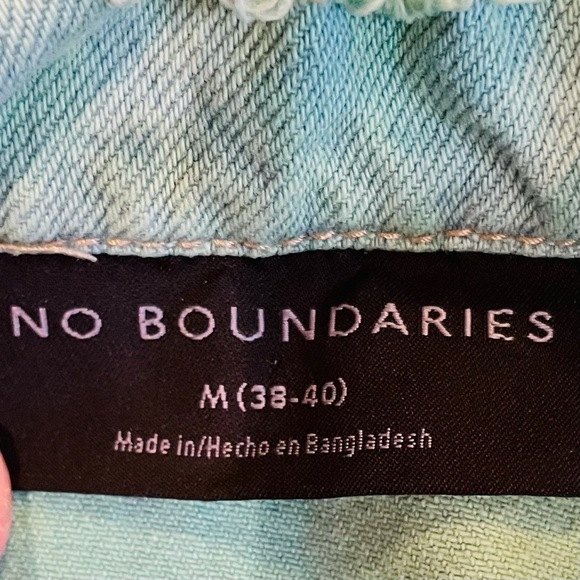 Festival tie dyed jean jacket M distressed ripped blue green ocean water - Picture 14 of 15